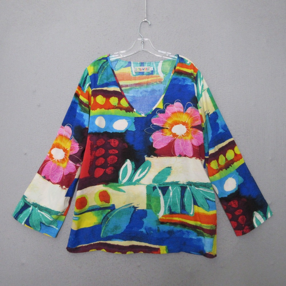 Vintage Jams World Top Large Cheri Floral Hawaii Boho Art To Wear Statement